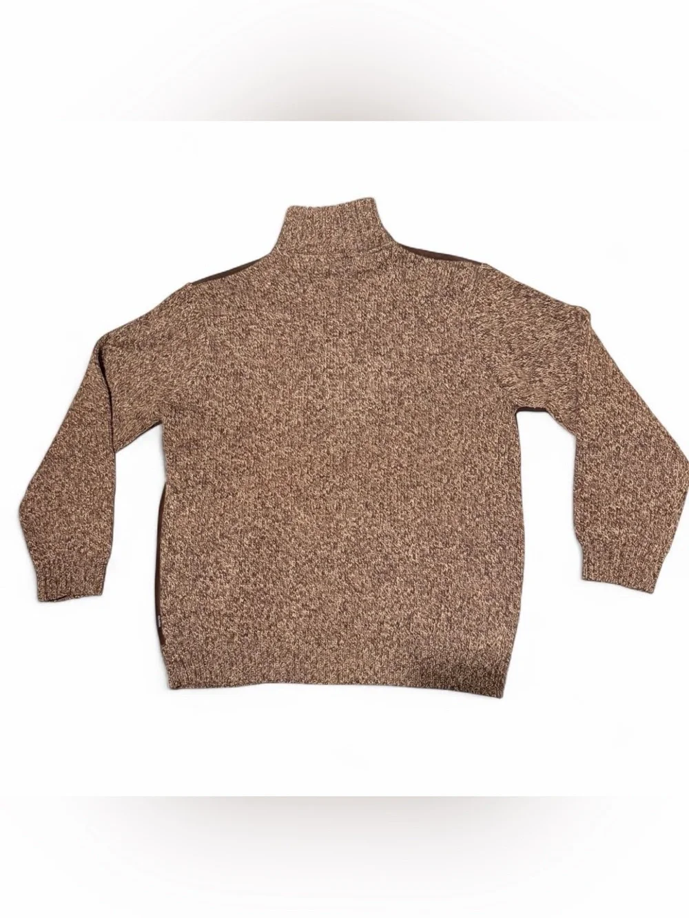 Men's Brown Suede Front Knit-Trim Zip Jacket
